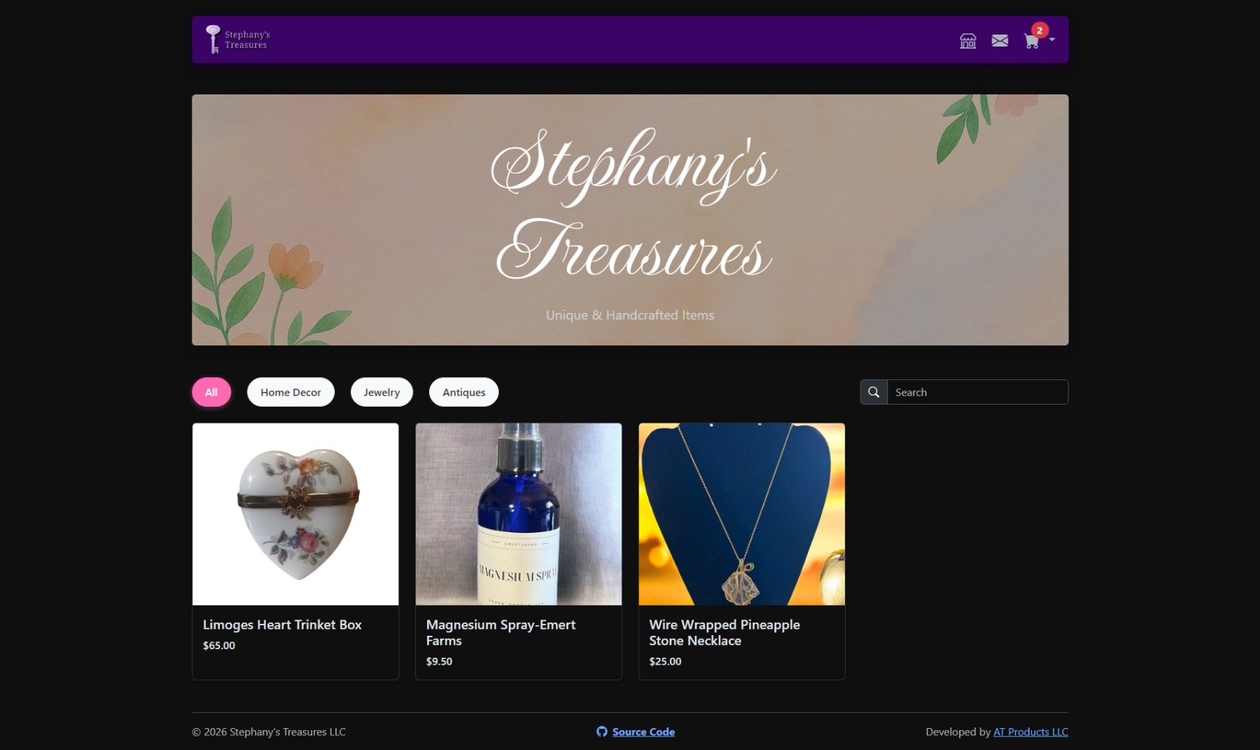 Stephany's Treasures website preview