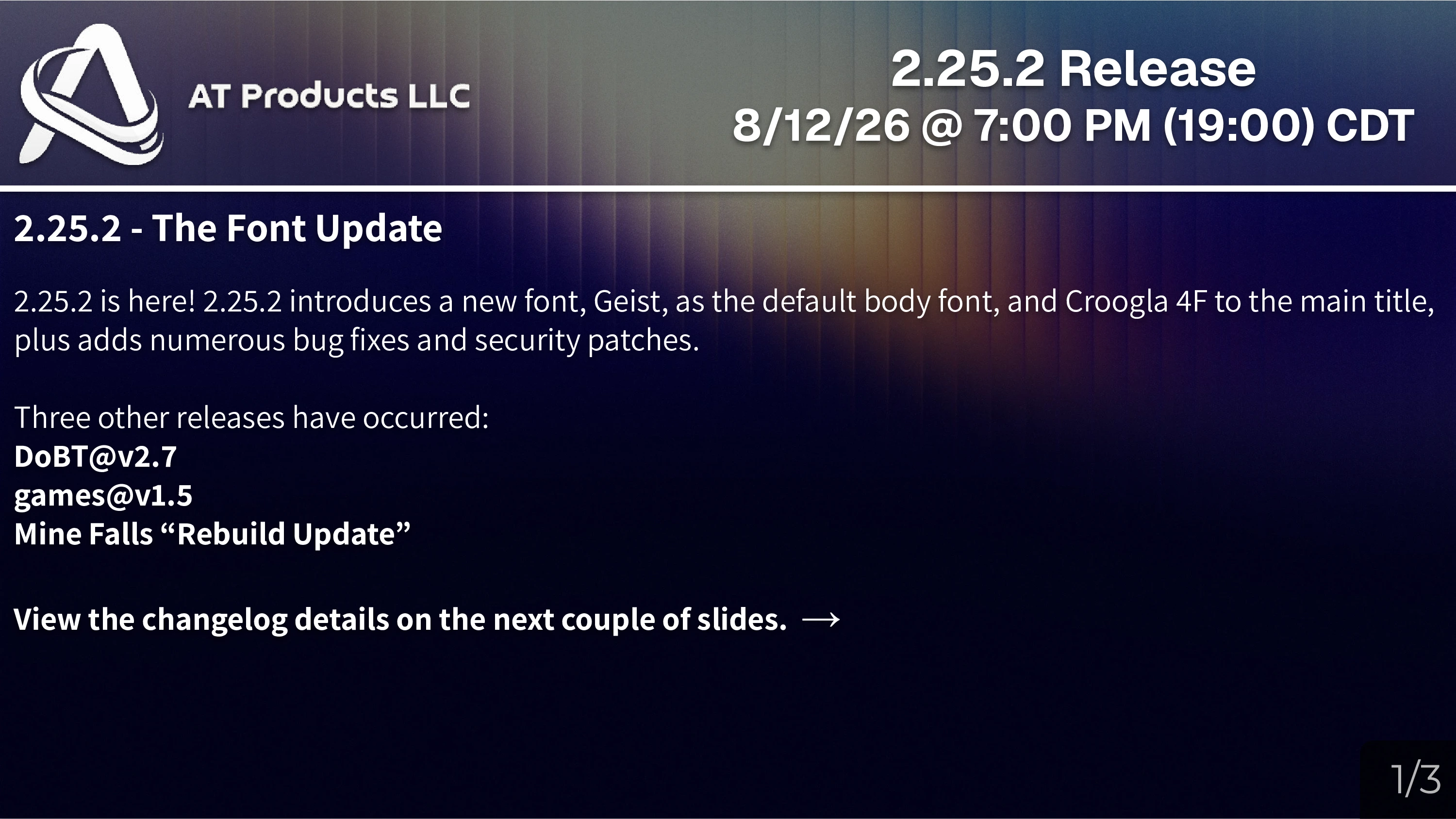 v2.25.2 Release Slide 1