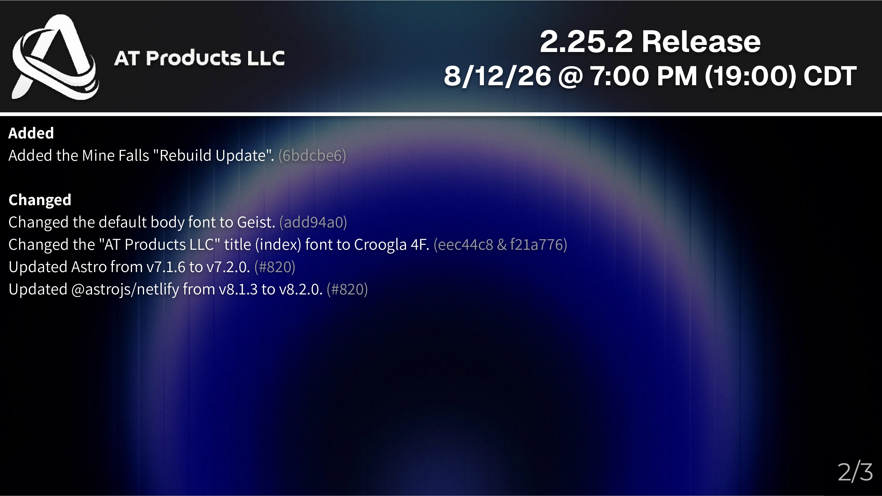 v2.25.2 Release Slide 2